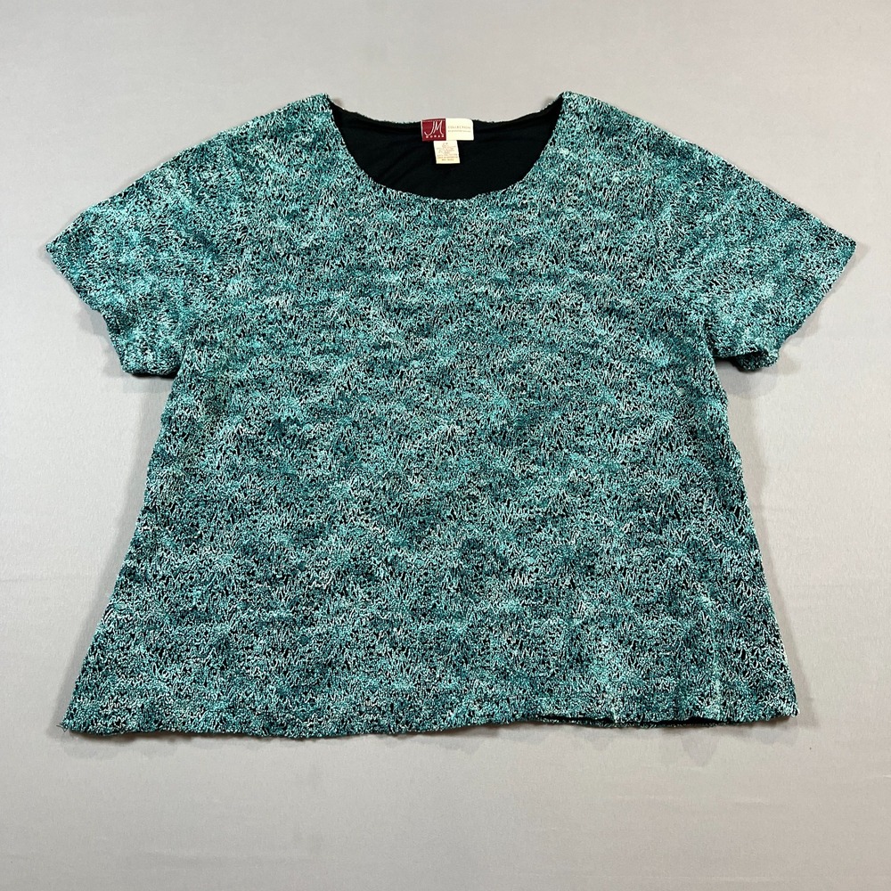 JM Collection By Jennifer Moore Blouse Top Women 2X Multicolor Geometric Crochet